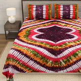 King Size Pure Cotton Tie Dye Bed Sheet, vibrant batik pattern, high-quality flat sheets in summer-ready colors
