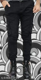 RusticBlooms Mens Black Cotton Blend Cargo Pant - Solid design, stylish fit for men