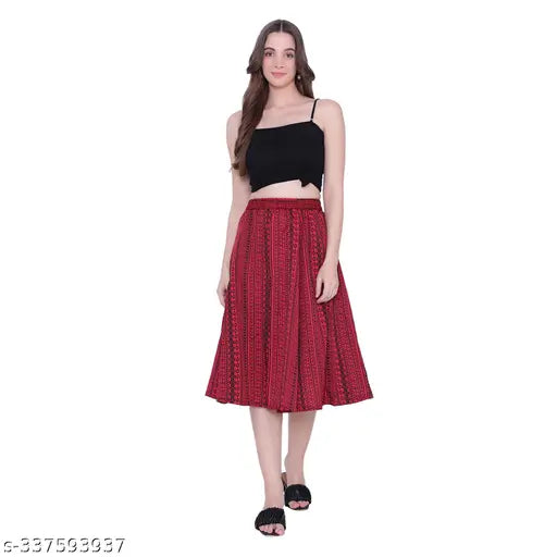 Printed crepe midi skirt combo, Indian women's wardrobe essential for S-XXXL sizes (S-36in, M-38in, L-40in) in length 27 inches