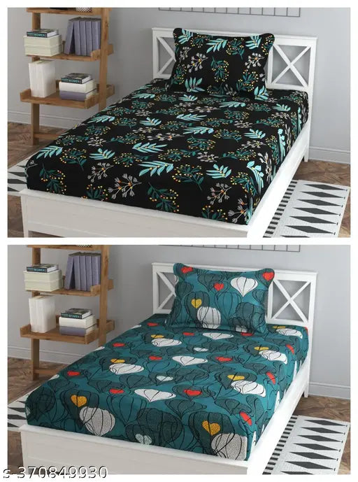 Softech Glace Cotton Single Bedsheets & Pillow Covers - Long-lasting, wrinkle-free (152 x 228 cm), luxury soft & superior quality