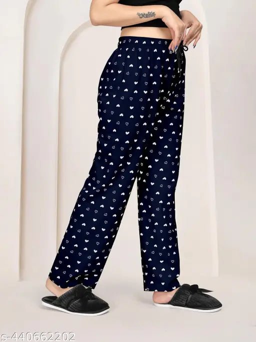 Cotton heart-printed pyjama set for women (Pack of 3). Classic cut, above knee length, premium cotton blend