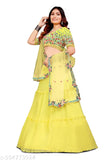 Embroidered georgette choli and net dupatta set, new designer heavy lehenga in semi-stitched size 44