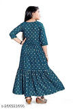 Baby girl's casual polycotton maxi dress with shoulder bow, lightweight and perfect for summer parties. Available in various colors: Galaxy, Flower, Bird, Butterfly
