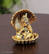 Brass Lord Krishna statue, Metal Laddu Gopal on Sheshnag religious showpiece - Indian art for home decor or temple