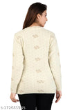 White rabbit-hair printed wool sweater for women, trendy baggy style with long sleeves
