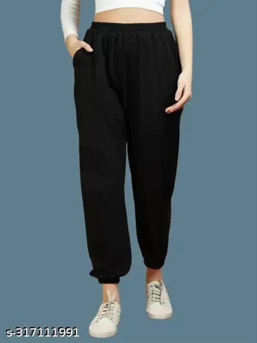 Black cotton blend jogger, loose-fitting casual wear, available in sizes 26, 28, 30, 32, 34, 36, 38 - Made in India