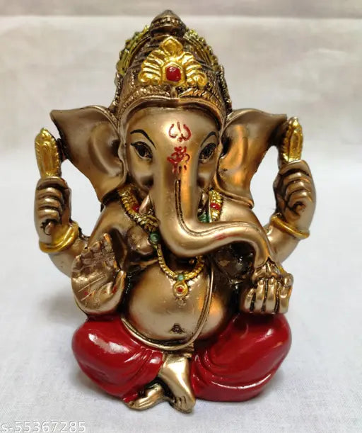 Pinkdesh poly resin Ganesh idol, 11 cm sitting figure for home decor/Pooja/gift