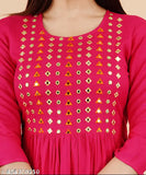 Embroidered rayon kurta with three-quarter sleeves, elegant and comfortable for functions, festivals, parties, or weddings. Indian origin