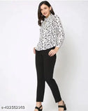 Black lycra blend high-rise straight fit trousers for women, formal or casual occasion, India origin