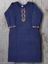 Wool winter embroidery kurti, solid combo in M, L, XL, XXL, XXXL. Worn with three-quarter sleeves