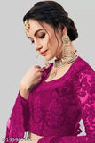 Embroidered art silk lehenga set with net dupatta, semi-stitched (42in waist, 42in length), featuring Indian craftsmanship