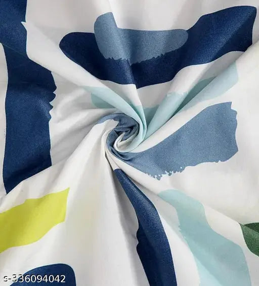Frilly cotton superfine geometric bedsheet set, 2 quilted pillow covers with frill, big size for double queen bed, ideal for adults in summer