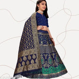Bamboo-Jacquard Aztec kids' lehenga set, long-sleeved top with Kora Muslin dupatta, self-designed ethnic wear on display