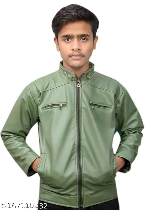 Waterproof scuba rain jacket for boys, solid color from BUGRASI TRADERS. Size: 8-9 Years (Length Size: 22 in)