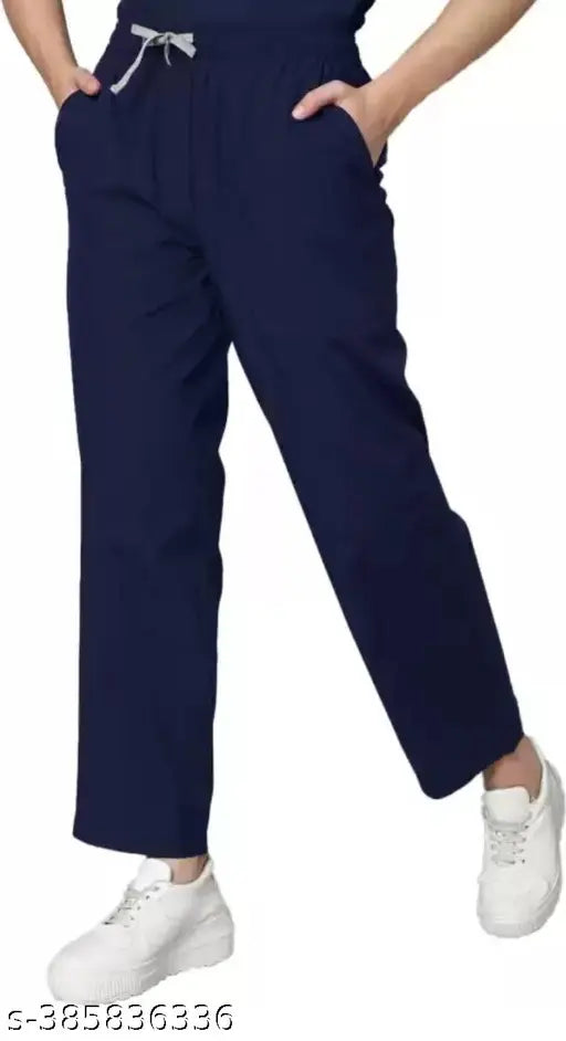 Navy blue nylon short-sleeved Pcs Scrub Suit with drawstring pants, ideal for healthcare professionals