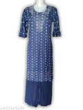 Lycra kurti palazzo and printed net dupatta, single set for women in XL size, made in India