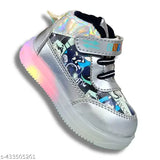 Kids PVC LED light shoes, casual running sneakers for boys and girls with memory foam insole, monochrome and non-rechargeable, ideal for toddlers' outdoor play with cartoon character patterns