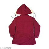 Nylon solid casual jacket, trendy hoodie pullover for winter wear baby girl jackets & coats, India-made stylish jacket for girls (1-2 years)