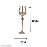Brass pooja plate thali with Trishul, Shivling stand, and Abhishek lota kalash - intricate Indian religious decor, 1.5" length x 1.5" height x 1.5" breadth, gold-plated brass accessory