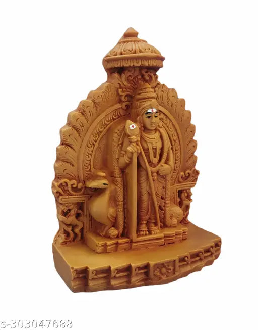 Brown poly resin Shree Murugan statue for pooja room, office decor - 12cm high
