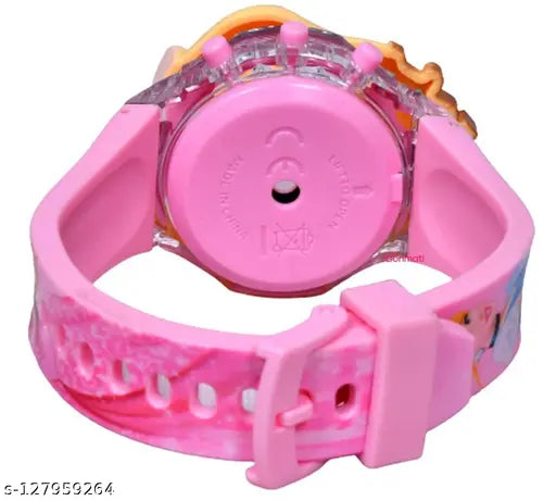 Digital glowing watch, disco music & blinking lights kids toy - free size, 3D princess face design, India origin