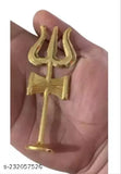 Brass Gold 11cm Trishul for Pooja decorative showpiece - symbolizing Shiva's trinity, India origin