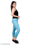 Stylish solid denim Lycra jegging for women, high waist and ankle length, best for yoga and gym. (Free Size - XXL, origin India)
