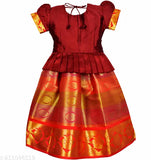 Pure art silk, embroidered PAPA SELVI pattu pavadai LEHENGA CHOLI for baby girls, ready to wear for festivals and functions