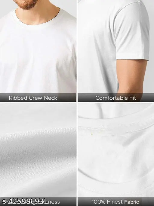 White half-sleeve life line M t-shirt for men and boys, printed with a net pattern, on hanger