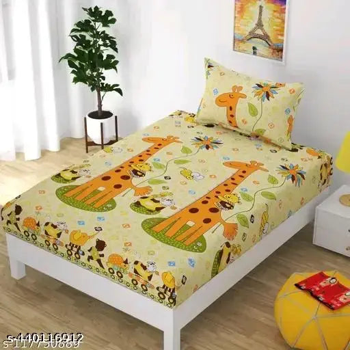 Cotton floral single bedsheet with pillow cover, ideal for kids in summer, high-quality superfine thread count 230