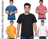 Traditional round neck, cotton rich half sleeves t-shirts for men - pack of 3 (India)