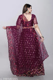 Ethnic net lehenga with sequin work, free size (44m waist, 44m length), Indian wedding wear