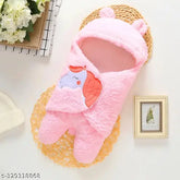 Pink microfiber hooded baby blanket by Aakriti, ultra-soft for safe, trendy comfort. Free size (75x68in), Made in India