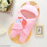 Pink microfiber hooded baby blanket by Aakriti, ultra-soft for safe, trendy comfort. Free size (75x68in), Made in India