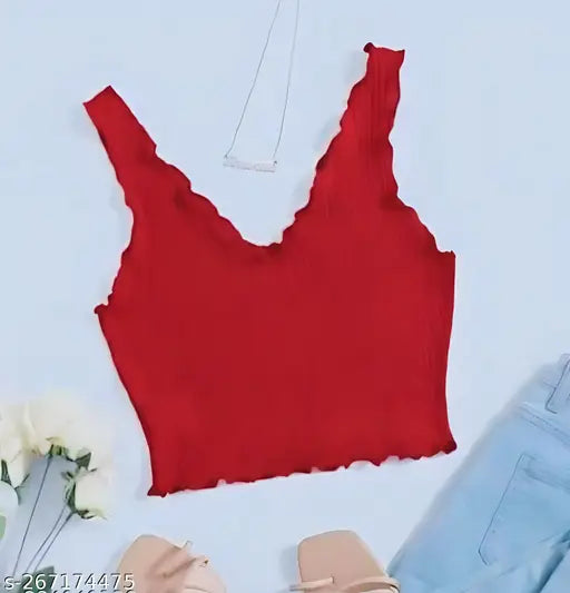 Classy glamorous women's sleeveless crepe lycra t-shirt, perfect for summer style