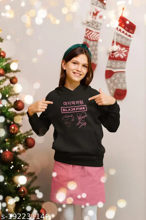 MAXALL Blackpink unisex cotton hoodie sweatshirt in various sizes for kids, women, and men, featuring a printed design