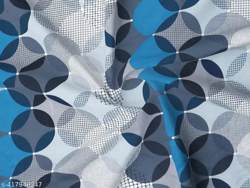 Cotton double bed sheets with geometric print, superfine quality and two matching pillow covers, ideal for summer