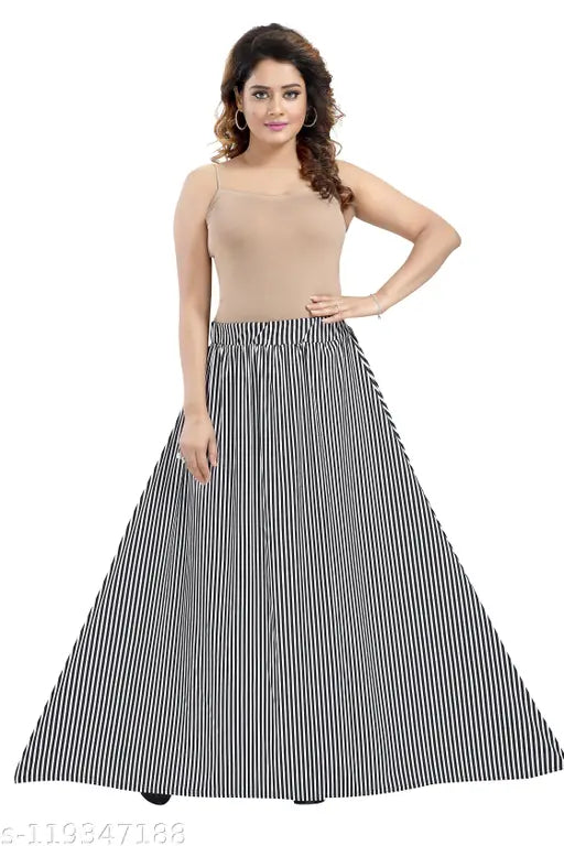 Printed polyester flare long skirt for women, free size from India