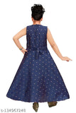 Blue satin maxi dress with traditional computer embroidery, sleeveless design for girls parties & special occasions