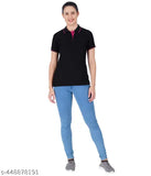 Women's cotton polo half-sleeves shirt, solid pattern, size S (bust 35in, length 25in)