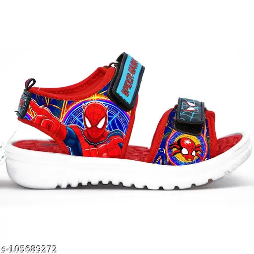 Red and navy blue SpidY WEB-SINGER kids sandals with green print, comfortable patent leather and EVA sole for boys ages 5-6 years