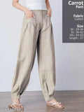 Cotton solid carrot pant, casual wear for women in multiple sizes from 28-50 inches