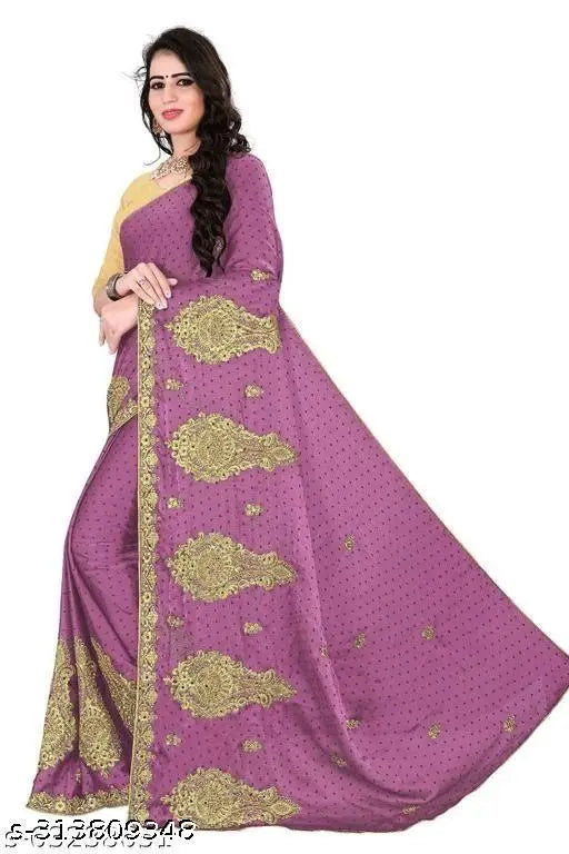 Indian embroidered net chiffon saree with separate dupion silk blouse, fancy single size
