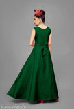 Green solid ethnic gown for kids, bold Born Kids design, sleeveless and vibrant in shades of green