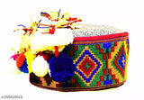 Himachali Kullu Patti striped wool cap with attachable sacred flower, traditional Aztec pattern on display