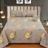 Geometric cotton king-size bedsheet set with 2 pillow covers & 2 cushion fillers, ideal for summer. Superfine quality flat sheets by Chand Home furnishing in attractive book fold packaging. Made in India
