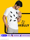 Skelly-Men printed pollyblend 180GSM linen quality t-shirt, white design on daily wear casual wear cotton blend top