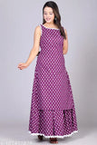 Women's cotton silk kurti skirt set, sleeveless, printed net design, single size available