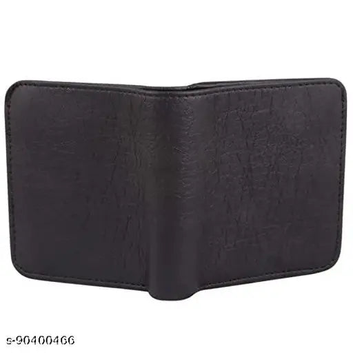 Solid faux leather bi-fold wallet, perfect for men's daily use. Two compartments for currency and seven card slots