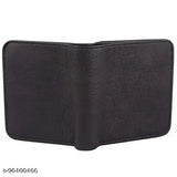 Solid faux leather bi-fold wallet, perfect for men's daily use. Two compartments for currency and seven card slots